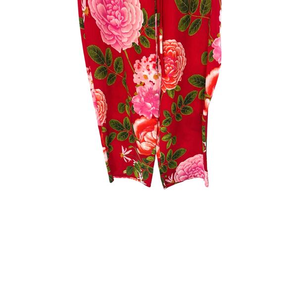 Natori Red Pink Floral Satin Lounge Loungewear Intimate Pajama Pants Size XL - Picture 4 of 10